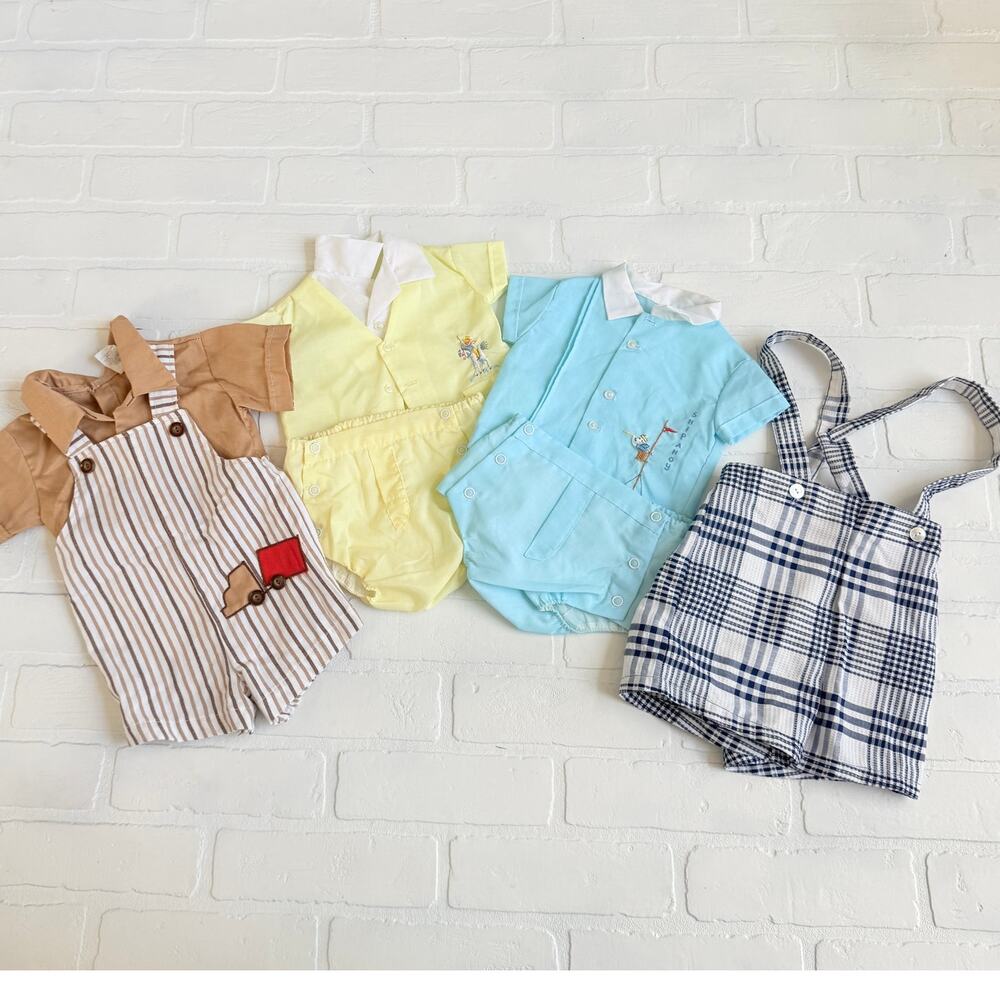 Vintage Boy Baby Clothes or Doll Clothes Cowboy Ship Truck Shorts Set 6 Pieces